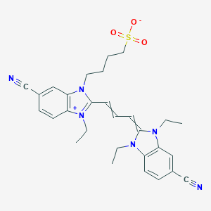 molecular formula C29H32N6O3S B010860 4-[6-Cyano-2-[3-(5-cyano-1,3-diethylbenzimidazol-2-ylidene)prop-1-enyl]-3-ethylbenzimidazol-3-ium-1-yl]butane-1-sulfonate CAS No. 109025-88-9