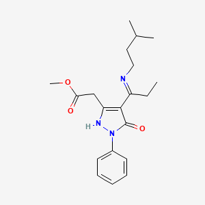molecular formula C20H27N3O3 B10862367 methyl [(4E)-4-{1-[(3-methylbutyl)amino]propylidene}-5-oxo-1-phenyl-4,5-dihydro-1H-pyrazol-3-yl]acetate 