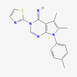 molecular formula C18H17N5S B10862447 5,6-dimethyl-7-(4-methylphenyl)-3-(1,3-thiazol-2-yl)-3,7-dihydro-4H-pyrrolo[2,3-d]pyrimidin-4-imine 