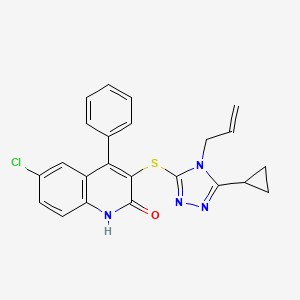 molecular formula C23H19ClN4OS B10862574 6-chloro-3-{[5-cyclopropyl-4-(prop-2-en-1-yl)-4H-1,2,4-triazol-3-yl]sulfanyl}-4-phenylquinolin-2(1H)-one 