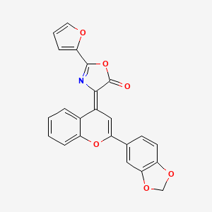 molecular formula C23H13NO6 B10862597 (4Z)-4-[2-(1,3-benzodioxol-5-yl)-4H-chromen-4-ylidene]-2-(furan-2-yl)-1,3-oxazol-5(4H)-one 