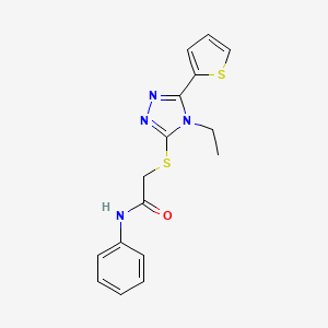 molecular formula C16H16N4OS2 B10862779 2-(4-Ethyl-5-thiophen-2-yl-4H-[1,2,4]triazol-3-ylsulfanyl)-N-phenyl-acetamide 