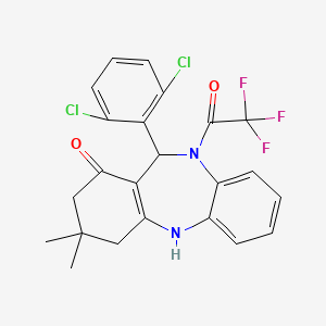 molecular formula C23H19Cl2F3N2O2 B10862900 11-(2,6-dichlorophenyl)-3,3-dimethyl-10-(trifluoroacetyl)-2,3,4,5,10,11-hexahydro-1H-dibenzo[b,e][1,4]diazepin-1-one 