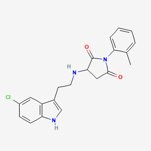 molecular formula C21H20ClN3O2 B10862950 3-{[2-(5-chloro-1H-indol-3-yl)ethyl]amino}-1-(2-methylphenyl)pyrrolidine-2,5-dione 