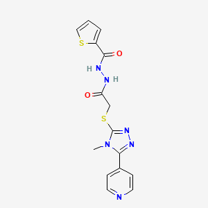 molecular formula C15H14N6O2S2 B10862989 N'-(2-{[4-methyl-5-(pyridin-4-yl)-4H-1,2,4-triazol-3-yl]sulfanyl}acetyl)thiophene-2-carbohydrazide 