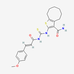 molecular formula C22H25N3O3S2 B10863064 2-({[(2E)-3-(4-methoxyphenyl)prop-2-enoyl]carbamothioyl}amino)-4,5,6,7,8,9-hexahydrocycloocta[b]thiophene-3-carboxamide 