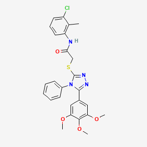 molecular formula C26H25ClN4O4S B10863144 N-(3-chloro-2-methylphenyl)-2-{[4-phenyl-5-(3,4,5-trimethoxyphenyl)-4H-1,2,4-triazol-3-yl]sulfanyl}acetamide 