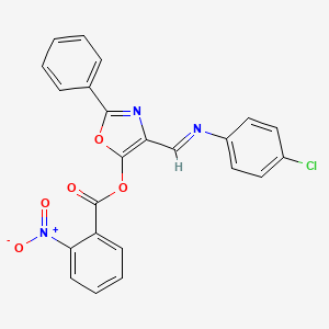 molecular formula C23H14ClN3O5 B10863329 4-{(E)-[(4-chlorophenyl)imino]methyl}-2-phenyl-1,3-oxazol-5-yl 2-nitrobenzoate 