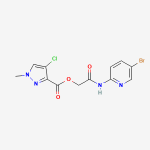 molecular formula C12H10BrClN4O3 B10863341 2-[(5-bromopyridin-2-yl)amino]-2-oxoethyl 4-chloro-1-methyl-1H-pyrazole-3-carboxylate 
