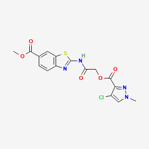 molecular formula C16H13ClN4O5S B10863441 methyl 2-[({[(4-chloro-1-methyl-1H-pyrazol-3-yl)carbonyl]oxy}acetyl)amino]-1,3-benzothiazole-6-carboxylate 