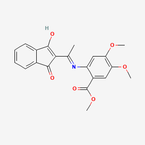molecular formula C21H19NO6 B10863729 methyl 2-{[1-(1,3-dioxo-1,3-dihydro-2H-inden-2-ylidene)ethyl]amino}-4,5-dimethoxybenzoate 
