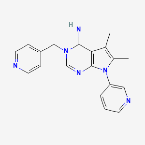 molecular formula C19H18N6 B10863748 5,6-dimethyl-7-(pyridin-3-yl)-3-(pyridin-4-ylmethyl)-3,7-dihydro-4H-pyrrolo[2,3-d]pyrimidin-4-imine 