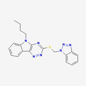 molecular formula C20H19N7S B10863929 3-[(1H-benzotriazol-1-ylmethyl)sulfanyl]-5-butyl-5H-[1,2,4]triazino[5,6-b]indole 