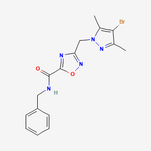 molecular formula C16H16BrN5O2 B10863961 N-benzyl-3-[(4-bromo-3,5-dimethyl-1H-pyrazol-1-yl)methyl]-1,2,4-oxadiazole-5-carboxamide 