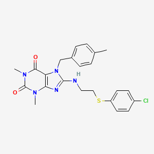 molecular formula C23H24ClN5O2S B10863975 8-({2-[(4-chlorophenyl)sulfanyl]ethyl}amino)-1,3-dimethyl-7-(4-methylbenzyl)-3,7-dihydro-1H-purine-2,6-dione 