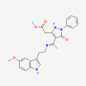 molecular formula C25H26N4O4 B10864114 methyl [(4Z)-4-(1-{[2-(5-methoxy-1H-indol-3-yl)ethyl]amino}ethylidene)-5-oxo-1-phenyl-4,5-dihydro-1H-pyrazol-3-yl]acetate 