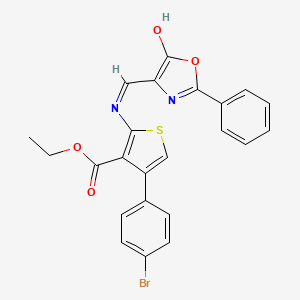 molecular formula C23H17BrN2O4S B10864118 ethyl 4-(4-bromophenyl)-2-({[5-oxo-2-phenyl-1,3-oxazol-4(5H)-yliden]methyl}amino)-3-thiophenecarboxylate 