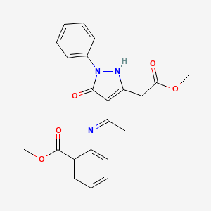 molecular formula C22H21N3O5 B10864134 methyl 2-({(1Z)-1-[3-(2-methoxy-2-oxoethyl)-5-oxo-1-phenyl-1,5-dihydro-4H-pyrazol-4-ylidene]ethyl}amino)benzoate 