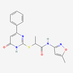 molecular formula C17H16N4O3S B10864155 N-(5-Methyl-isoxazol-3-yl)-2-(6-oxo-4-phenyl-1,6-dihydro-pyrimidin-2-ylsulfanyl)-propionamide 