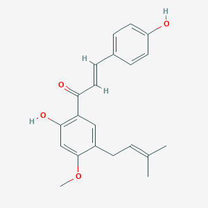 molecular formula C21H22O4 B108642 (2e)-1-[2-Hydroxy-4-Methoxy-5-(3-Methylbut-2-En-1-Yl)phenyl]-3-(4-Hydroxyphenyl)prop-2-En-1-One CAS No. 20784-60-5