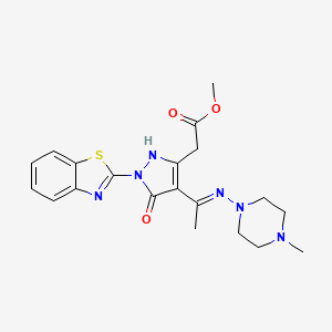 molecular formula C20H24N6O3S B10864343 methyl [(4Z)-1-(1,3-benzothiazol-2-yl)-4-{1-[(4-methylpiperazin-1-yl)amino]ethylidene}-5-oxo-4,5-dihydro-1H-pyrazol-3-yl]acetate 