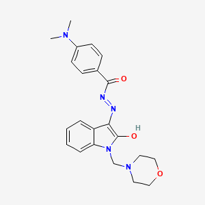 molecular formula C22H25N5O3 B10864416 4-(dimethylamino)-N'-[(3Z)-1-(morpholin-4-ylmethyl)-2-oxo-1,2-dihydro-3H-indol-3-ylidene]benzohydrazide 