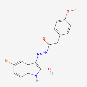 molecular formula C17H14BrN3O3 B10864432 N'~1~-(5-bromo-2-oxo-1,2-dihydro-3H-indol-3-yliden)-2-(4-methoxyphenyl)acetohydrazide 