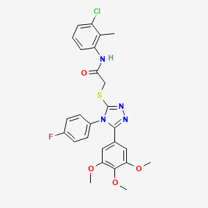 molecular formula C26H24ClFN4O4S B10864495 N-(3-chloro-2-methylphenyl)-2-{[4-(4-fluorophenyl)-5-(3,4,5-trimethoxyphenyl)-4H-1,2,4-triazol-3-yl]sulfanyl}acetamide 