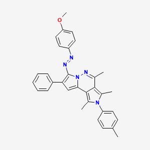 molecular formula C32H29N5O B10864634 (4-methoxyphenyl)-[3,5,7-trimethyl-4-(4-methylphenyl)-11-phenyl-4,8,9-triazatricyclo[7.3.0.02,6]dodeca-1(12),2,5,7,10-pentaen-10-yl]diazene 