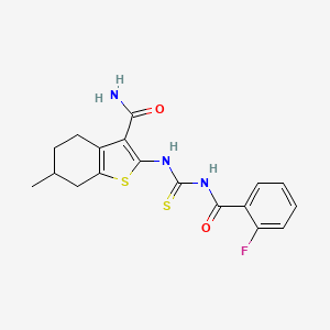 molecular formula C18H18FN3O2S2 B10864785 2-({[(2-Fluorophenyl)carbonyl]carbamothioyl}amino)-6-methyl-4,5,6,7-tetrahydro-1-benzothiophene-3-carboxamide 