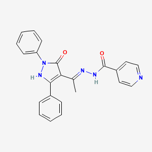 molecular formula C23H19N5O2 B10864943 N'-[(1Z)-1-(5-oxo-1,3-diphenyl-1,5-dihydro-4H-pyrazol-4-ylidene)ethyl]pyridine-4-carbohydrazide 