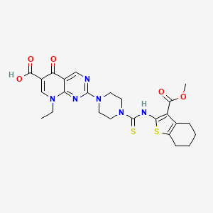molecular formula C25H28N6O5S2 B10865067 8-Ethyl-2-(4-{[3-(methoxycarbonyl)-4,5,6,7-tetrahydro-1-benzothiophen-2-yl]carbamothioyl}piperazin-1-yl)-5-oxo-5,8-dihydropyrido[2,3-d]pyrimidine-6-carboxylic acid 