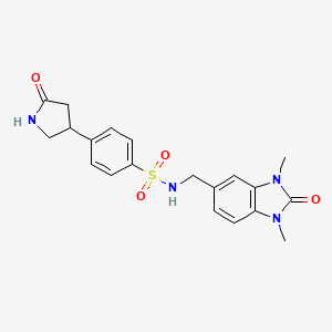 molecular formula C20H22N4O4S B10865277 N-[(1,3-dimethyl-2-oxo-2,3-dihydro-1H-benzimidazol-5-yl)methyl]-4-(5-oxopyrrolidin-3-yl)benzenesulfonamide 