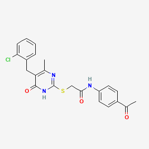 molecular formula C22H20ClN3O3S B10869340 N-(4-acetylphenyl)-2-{[5-(2-chlorobenzyl)-4-hydroxy-6-methylpyrimidin-2-yl]sulfanyl}acetamide 