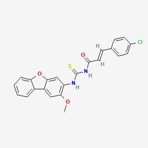molecular formula C23H17ClN2O3S B10869532 N-[3-(4-Chlorophenyl)acryloyl]-N'-(2-methoxydibenzo[B,D]furan-3-YL)thiourea 