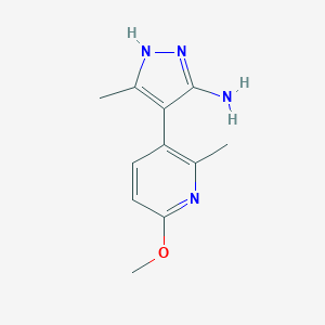 molecular formula C11H14N4O B108703 4-(6-Methoxy-2-methylpyridin-3-yl)-3-methyl-1H-pyrazol-5-amine CAS No. 1266353-34-7