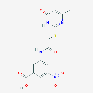 molecular formula C14H12N4O6S B10870309 3-({[(4-Hydroxy-6-methylpyrimidin-2-yl)sulfanyl]acetyl}amino)-5-nitrobenzoic acid 