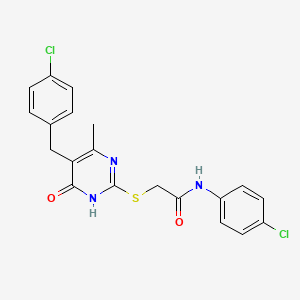 molecular formula C20H17Cl2N3O2S B10871267 2-{[5-(4-chlorobenzyl)-4-hydroxy-6-methylpyrimidin-2-yl]sulfanyl}-N-(4-chlorophenyl)acetamide 