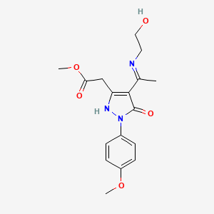 molecular formula C17H21N3O5 B10872667 methyl [(4Z)-4-{1-[(2-hydroxyethyl)amino]ethylidene}-1-(4-methoxyphenyl)-5-oxo-4,5-dihydro-1H-pyrazol-3-yl]acetate 