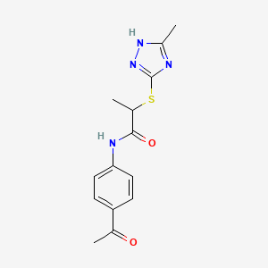 molecular formula C14H16N4O2S B10873237 N-(4-acetylphenyl)-2-[(5-methyl-1H-1,2,4-triazol-3-yl)sulfanyl]propanamide 