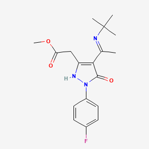 molecular formula C18H22FN3O3 B10873981 methyl [(4Z)-4-[1-(tert-butylamino)ethylidene]-1-(4-fluorophenyl)-5-oxo-4,5-dihydro-1H-pyrazol-3-yl]acetate 