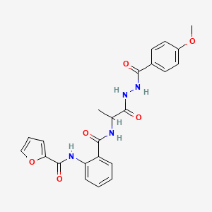 molecular formula C23H22N4O6 B10874287 N~2~-{2-[({2-[2-(4-Methoxybenzoyl)hydrazino]-1-methyl-2-oxoethyl}amino)carbonyl]phenyl}-2-furamide 