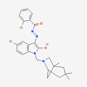 molecular formula C26H28Br2N4O2 B10875444 2-bromo-N'-{(3Z)-5-bromo-2-oxo-1-[(1,3,3-trimethyl-6-azabicyclo[3.2.1]oct-6-yl)methyl]-1,2-dihydro-3H-indol-3-ylidene}benzohydrazide 