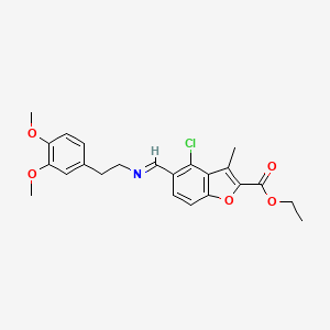 molecular formula C23H24ClNO5 B10875702 ethyl 4-chloro-5-[(E)-{[2-(3,4-dimethoxyphenyl)ethyl]imino}methyl]-3-methyl-1-benzofuran-2-carboxylate 