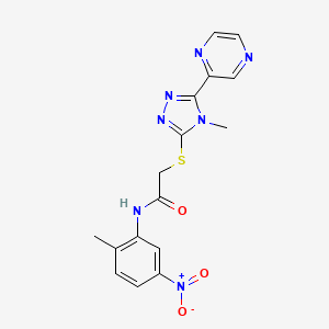 molecular formula C16H15N7O3S B10875950 N-(2-methyl-5-nitrophenyl)-2-{[4-methyl-5-(pyrazin-2-yl)-4H-1,2,4-triazol-3-yl]sulfanyl}acetamide 
