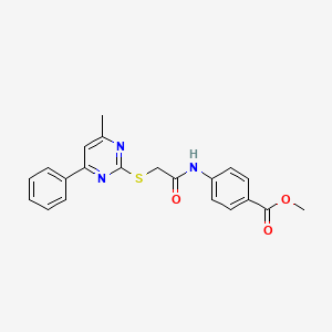 molecular formula C21H19N3O3S B10875988 Methyl 4-({[(4-methyl-6-phenylpyrimidin-2-yl)sulfanyl]acetyl}amino)benzoate 