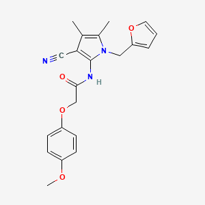 molecular formula C21H21N3O4 B10876056 N-[3-cyano-1-(furan-2-ylmethyl)-4,5-dimethyl-1H-pyrrol-2-yl]-2-(4-methoxyphenoxy)acetamide 