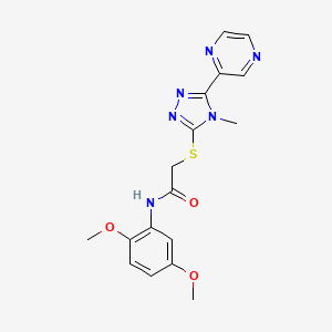 molecular formula C17H18N6O3S B10876191 N-(2,5-dimethoxyphenyl)-2-{[4-methyl-5-(pyrazin-2-yl)-4H-1,2,4-triazol-3-yl]sulfanyl}acetamide 