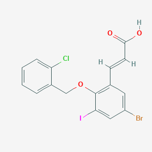molecular formula C16H11BrClIO3 B10876212 (2E)-3-{5-bromo-2-[(2-chlorobenzyl)oxy]-3-iodophenyl}prop-2-enoic acid 