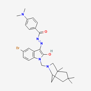 molecular formula C28H34BrN5O2 B10876670 N'-{(3Z)-5-bromo-2-oxo-1-[(1,3,3-trimethyl-6-azabicyclo[3.2.1]oct-6-yl)methyl]-1,2-dihydro-3H-indol-3-ylidene}-4-(dimethylamino)benzohydrazide 